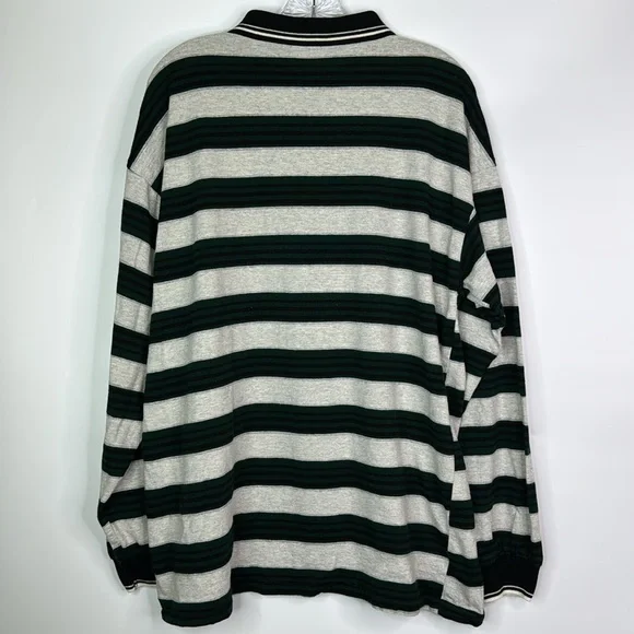 Vintage Nike Green Gray Black Striped Long Sleeve Polo Rugby Shirt XL 90s - Picture 4 of 10